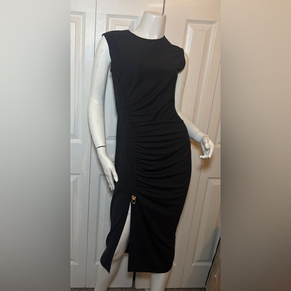 Donna Karan Black Ruched Midi Dress - Picture 8 of 12
